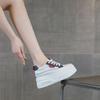 Leather platform white shoes women's autumn new small 8 inner height increase small size sports and leisure shoes