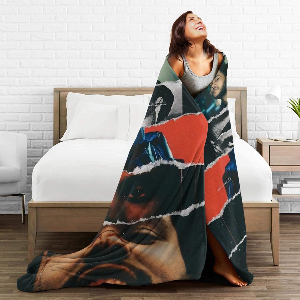 The Weeknds Rapper Singer Flannel Blanket New Album Hurry Up Tomorrow Warm Soft Throw Blanket for Bedspread Sofa Bed Cover