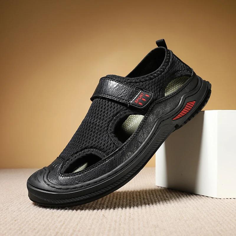 Fashion Handmade New Summer Mesh Beach Men Sandals Men's Sandals Beach Shoes Lightweight Outdoor Sandals Breathable Casual Sneakers Male