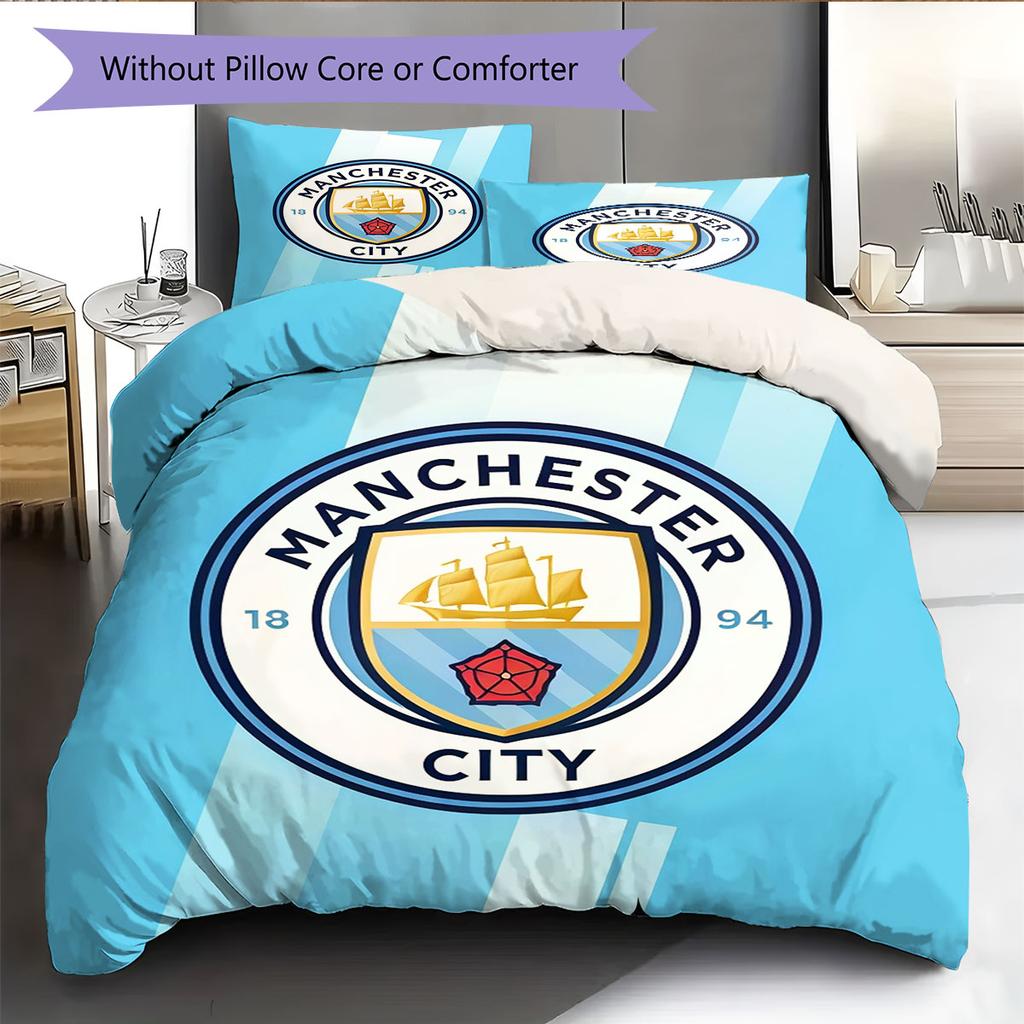 Wild MCFC Victory Bedding Quilt Set Quilt Cover Pillowcase Home Decoration Birthday Gift (1 * Duvet Cover + 2 * Pillowcase, Without Core)