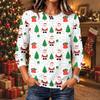 Women's Christmas Print Long Sleeve Neck Pullover Top