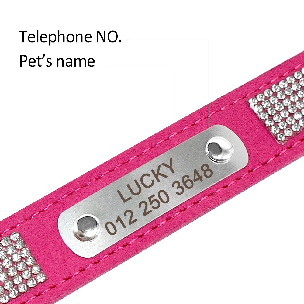 Coleira de Cão Personalizada Coleiras de Couro para Cão Filhote Com Etiqueta de Nome Personalizada Coleira de Gato Ajustável Para Cães Pequenos Médios Gatos