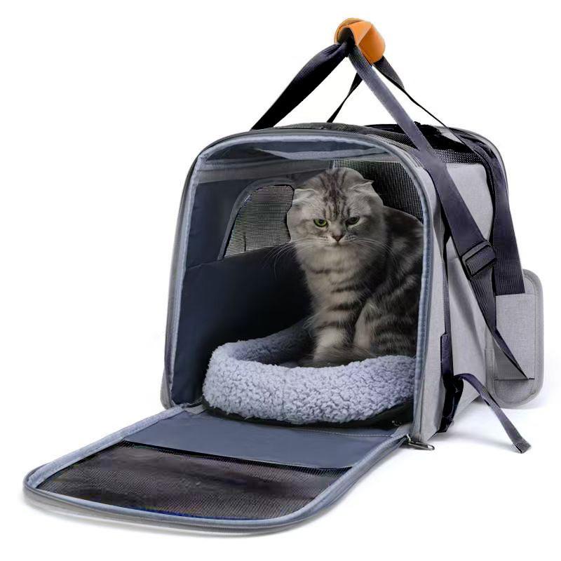 Portable Pet Carrier With Oxford Material For Outdoor Travel And Ventilated Design