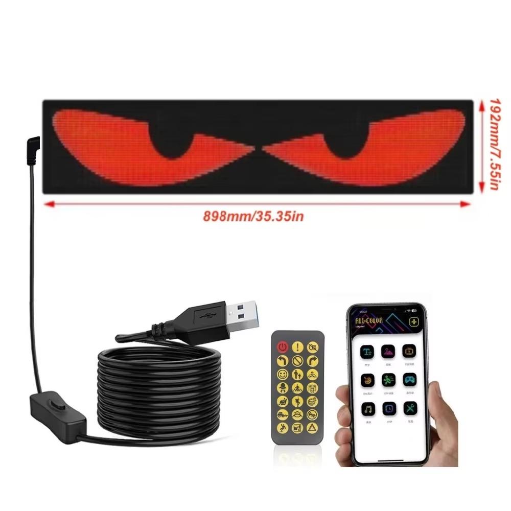 10.6"x4.7" Flexible 5V/2A Double Devil Eyes Car LED Light Digital Bluetooth APP Controlled Custom Sign for Cars Stores Hotels