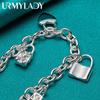 925 Sterling Silver Lock Pendant Bracelets For Women Men Wedding Party Fashion Jewelry