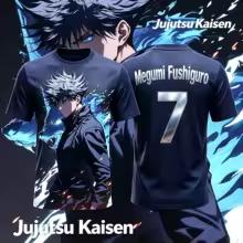 Jujutsu Kaisen 2026 Sommer Neu Nr. 10 Nr. 7 Megumi Fushiguro Anime Spezial Fußballtrikot T-Shirt Erwachsene Herren 3D-Druck Kinder Y2k 120 blue