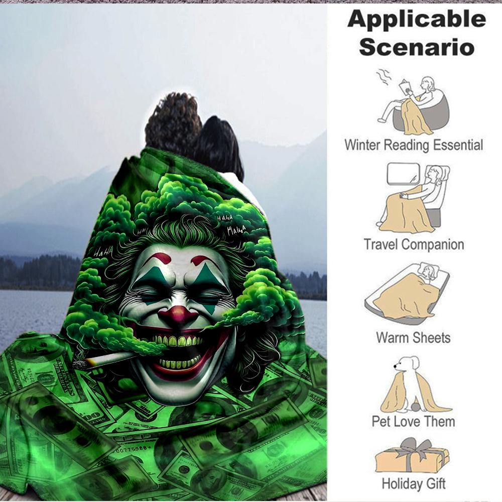 1Pc Money Clown Blanket Soft And Comfortable Casual Warm Camping Travel Christmas Halloween Xmas Gift M929232