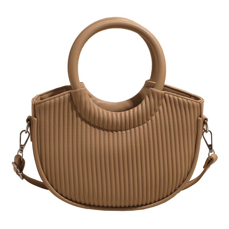 Korean Niche Simple Ins Style Portable Vegetable Basket Bag New Hot Sale Casual Solid Color Texture Messenger Bag Women