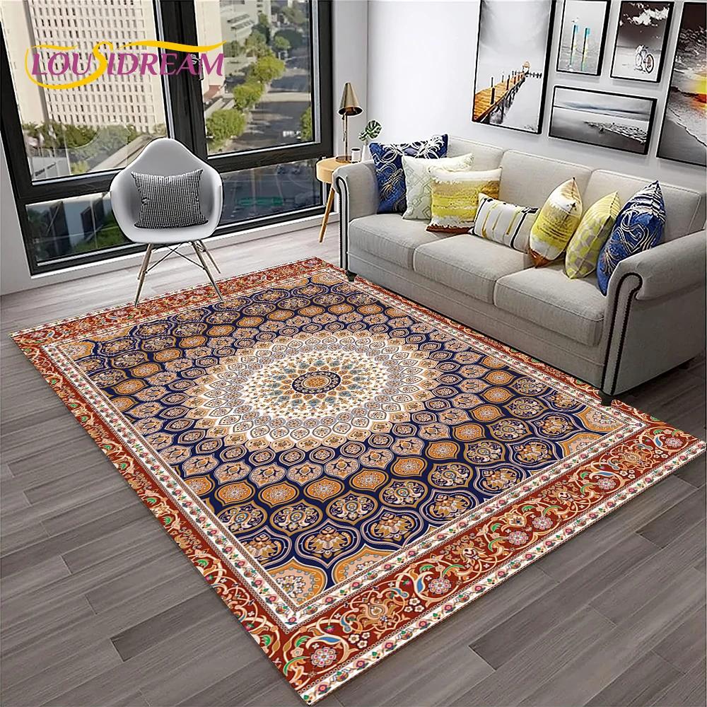 Turkey Bohemian Persian Flower Carpet Rug for Home Living Room Bedroom Sofa Doormat Kitchen Decor,Area Rug Non-slip Floor Mat