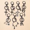 Coole Gothic Punk Schwarzes Kreuz Schlüsselanhänger Mond Stern Schlüsselring Anhänger für Damen Handtaschen Dekoration DIY Handgemachter Schmuck Geschenke