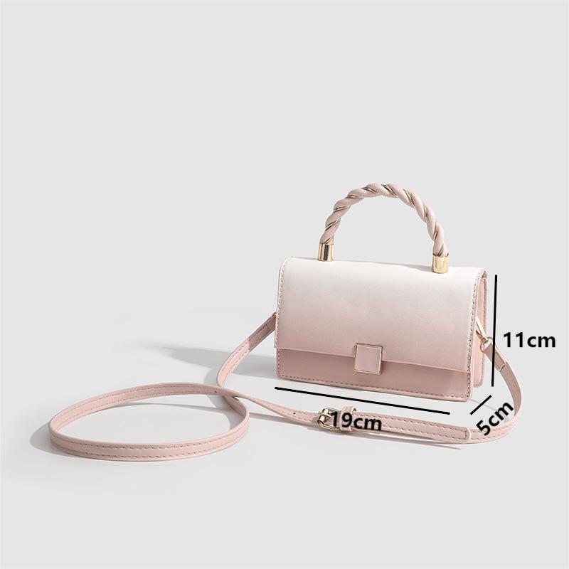 Luxury Women Flap Crossbody Bags Aesthetic Gradual Pink Shoulder Bags Fashion PU Leather Handbags Mini Square Top Handle Bags
