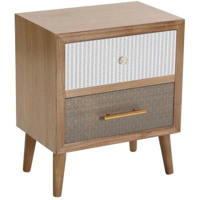 Bedside Table - VERSA - Kapua - 2 Drawers - Paulownia Wood - 46x30x54 Cm