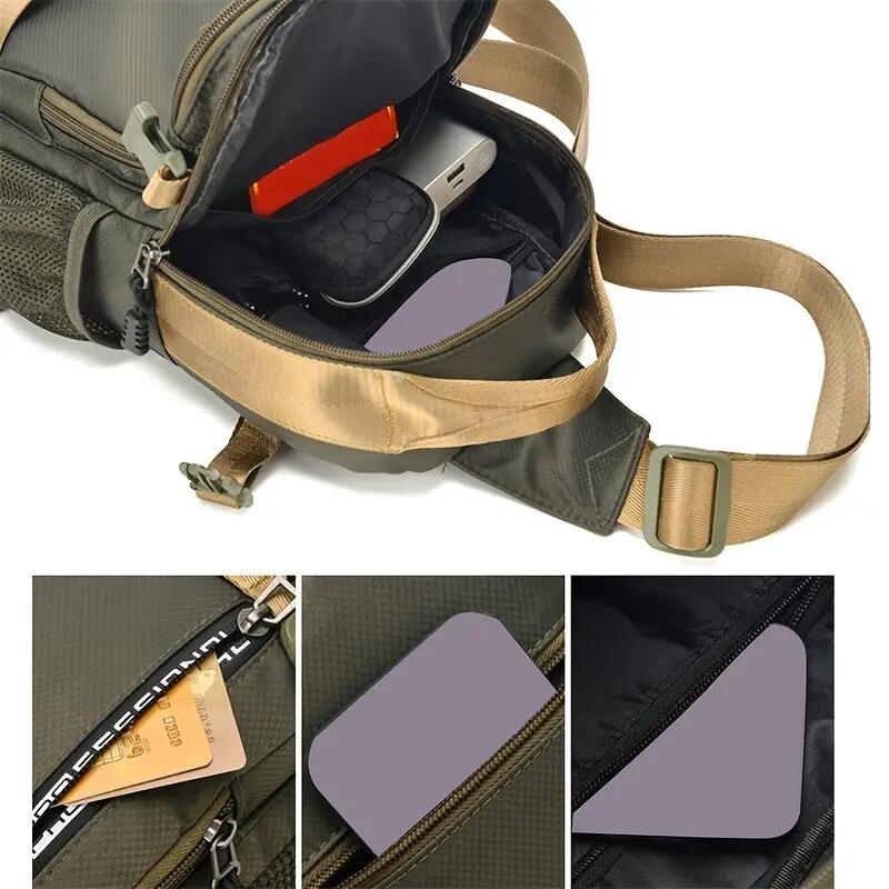 Waterproof Multi-Pocket Sling Bag for Men Anti-Theft Chest Bag with Port Casual Sports Crossbody Bag for Hiking Travel Outdoor