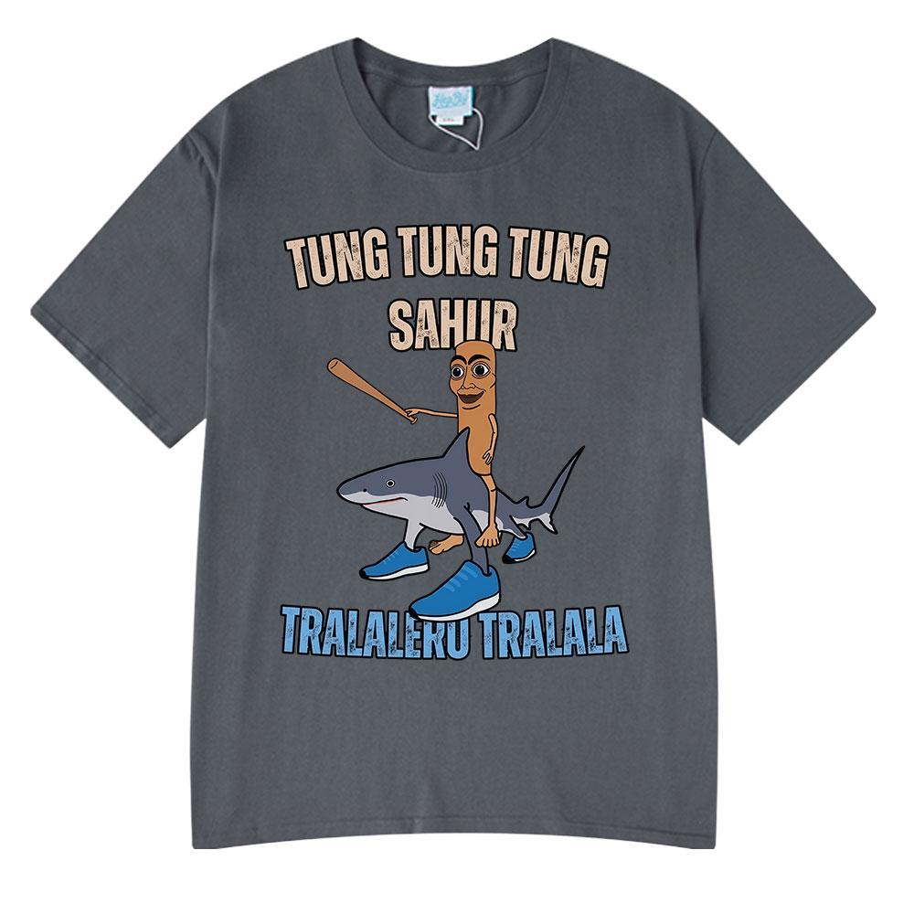 Italian Brainrot Tralalero Tralala Tung Tung Tung Sahur Funny Meme T-shirt Men Women Fashion Loose T Shirts Cotton T-shirts Tops