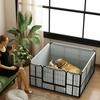 Steel Dog Whelping Box with Washable Whelping Pad, Wind-Resistant Cloth, for Small, Medium Dogs, 122 x 122 x 60cm