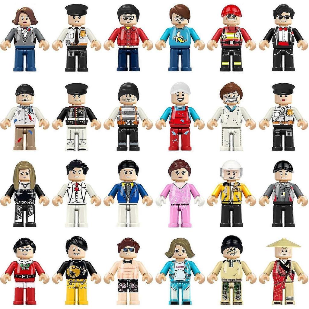 24PCS Mini Figures Building Bricks, Minifigures Stuffer, Mini People Figures Only Toy, Kids Gift for Christmas, Halloween, Birthday Party Supplies, Ea
