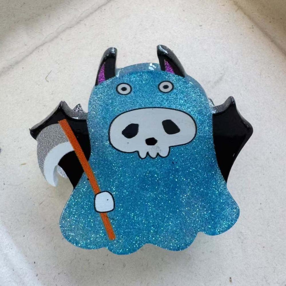 Acrylic Gothic Hair Clamps Glittery Pumpkin Hair Claw Ghost Mini Shark Clip School Event