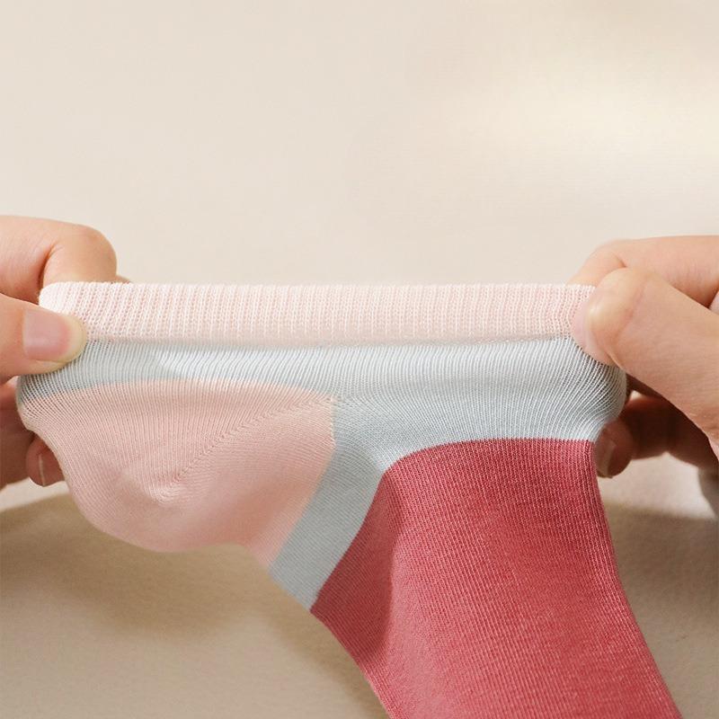 Loďkové ponožky Dámské Čistá bavlna Tenké, Mělké, Antibakteriální, Deodorizační, Absorbující pot, Prodyšné, Color-blockingové Ležérní Krátké ponožky
