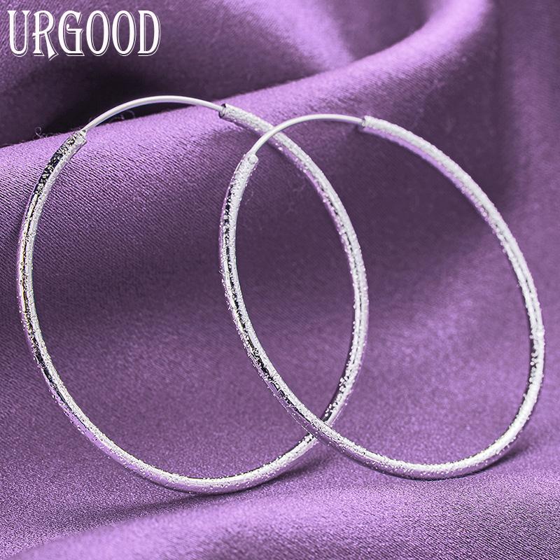 Stříbro 925 50/60 mm matné kruhové náušnice Módní šperky