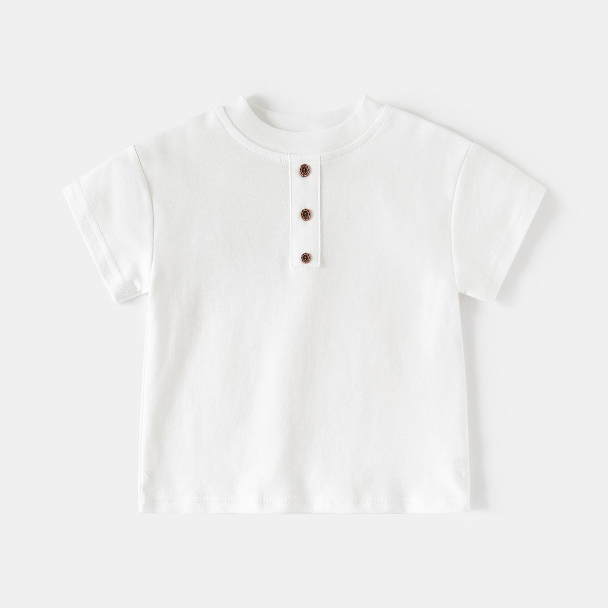 

Boys crew neck new short-sleeved T-shirt 2026 summer children s versatile solid color bottoming shirt tide European and American foreign trade 90cm белый
