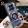 Crystal Bracelet Magnetic Stand Phone Case For Xiaomi Redmi Note 14 15 Pro Plus 15C 14C 14S 4G 5G  Soft Glitter Shockproof Cover
