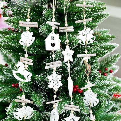 Feltro de madeira alce decorações de árvore de Natal bonito pingente pendurado veado artesanato ornamento para casa ano novo
