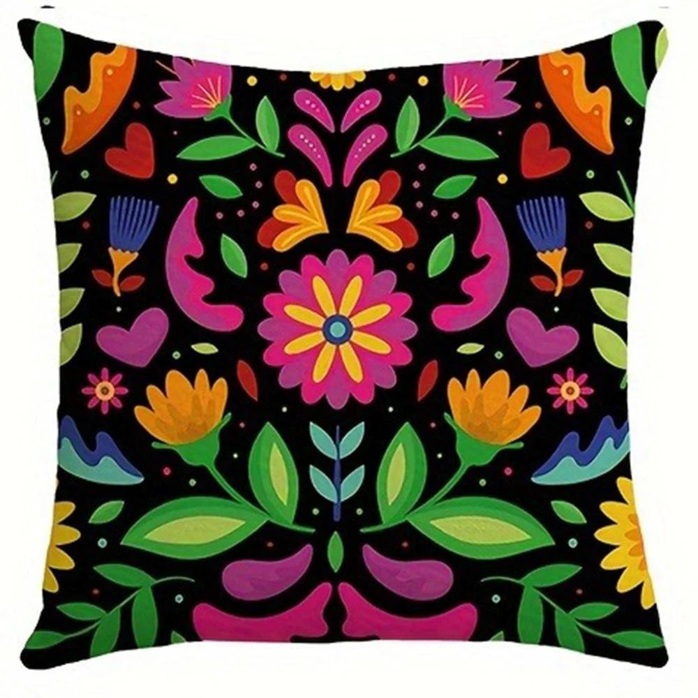 Floral pattern printed pillowcase Mexican style home furnishing room decoration cushion cover living room sofa cushion cover