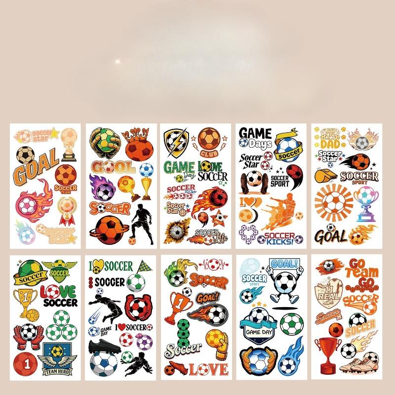 10 Cartoon Luminous Football Tattoo Stickers for Party Decoration of The World Cup on Children's Arms - Water Transfer Tattoo Stickers