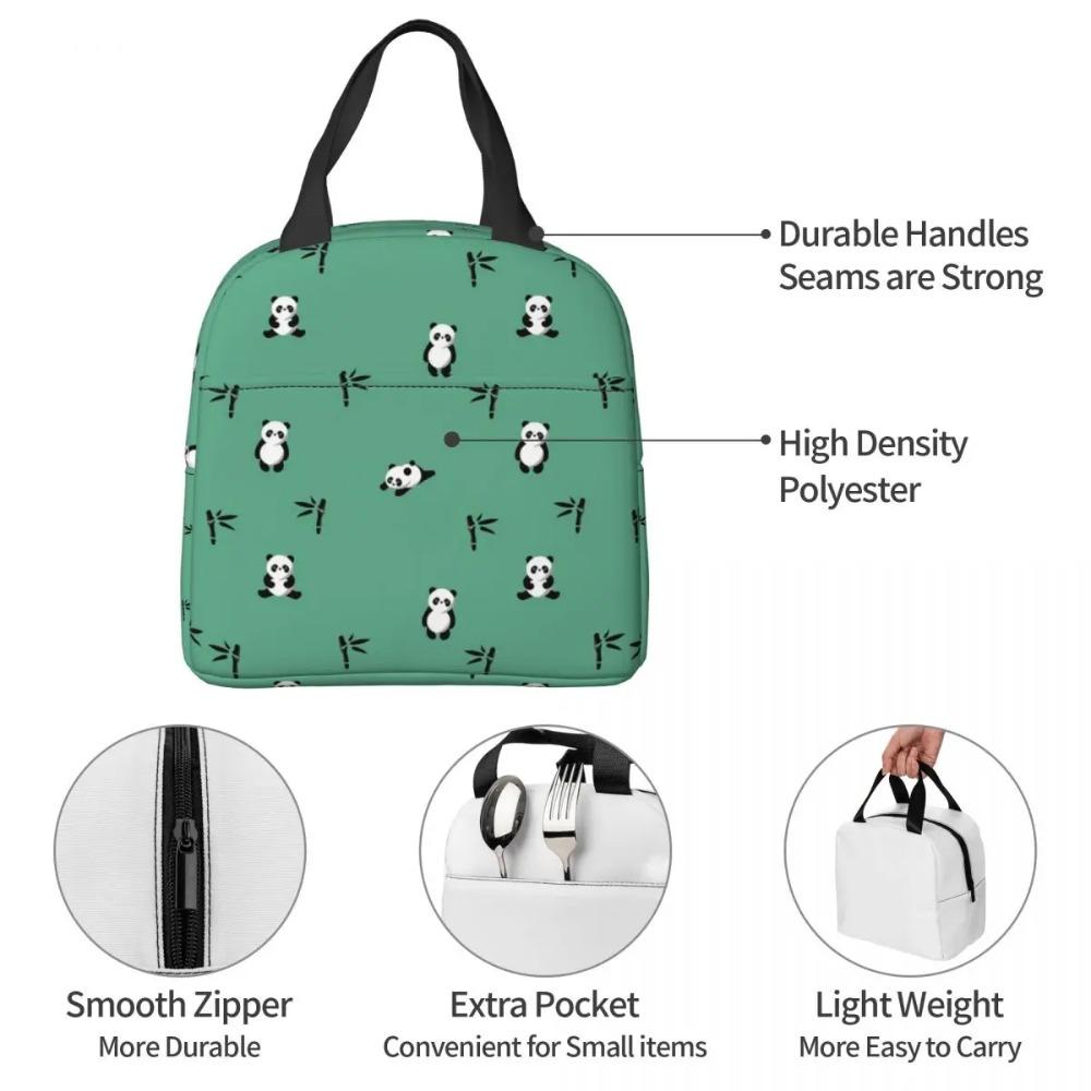 Cartoon Panda And Bamboo Pattern Insulated Lunch Bag for Women Kids Leakproof Food Boxes Thermal Lunch Box Tote