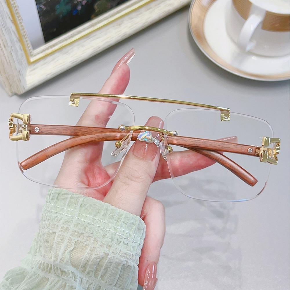 Fashion Retro Rimless Sunglasses Luxury Leopard Head Sunglasses Street Po Sunglasses