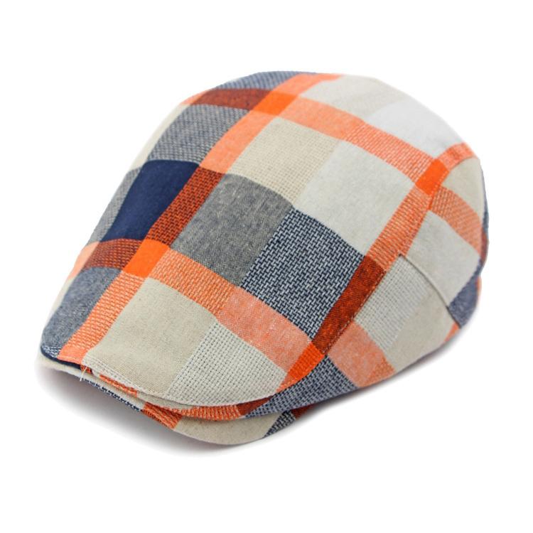 Men Women's Beret Plaid Cap Vintage Paintwork Hat