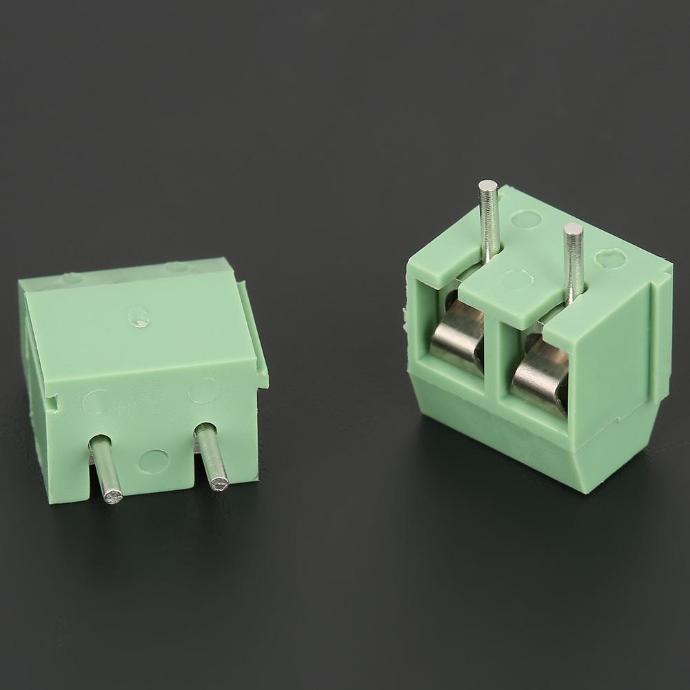 50pcs set 2 Pin 5mm Pitch Green PCB Universal Screw Terminal Block Connector