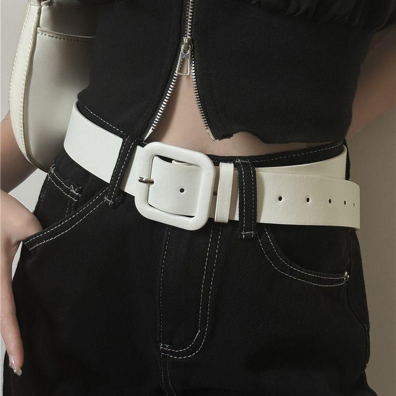 White Dress Elegant With Unique Belt Decoration In Simple Modern Style Women For