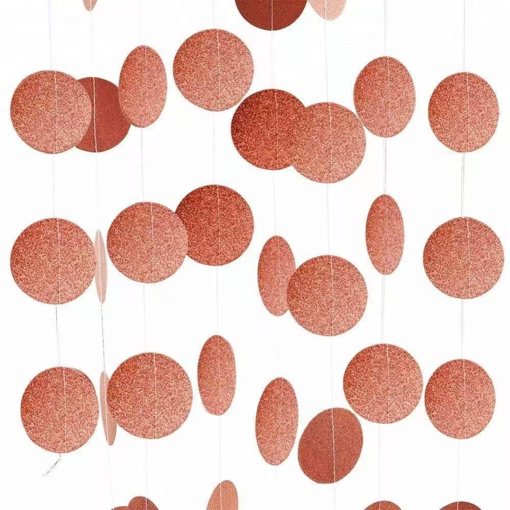 400-Piece Rose Gold Round Disc Garland Hanging Party Decoration for Birthday, Wedding, Baby Shower