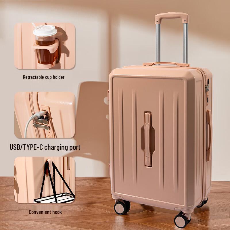 OEING Multifunctional Zipper Trolley Luggage 24 Inch