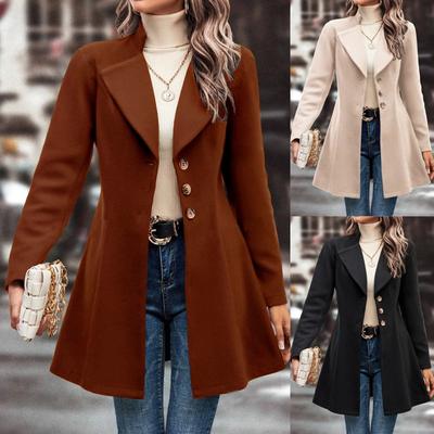 Womens  Jackets Buttons Fall Casual Windbreaker Coats Jacket Outerwear With Pockets