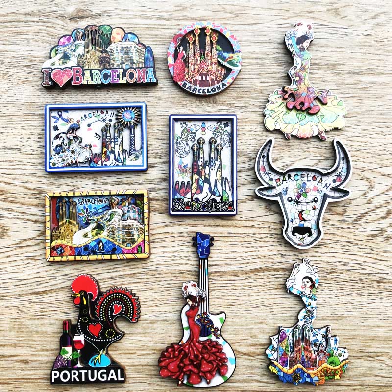 Spain Barcelona Travelling Fridge Magnets Wooden Magnetic Stickers Tourist Souvenirs Wedding Birthday Gifts Home Decoration