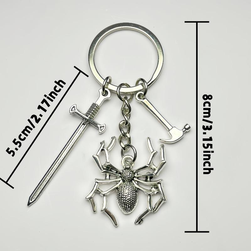 Gothic Dark Horror Spider Keychain - Halloween Insect Accessory