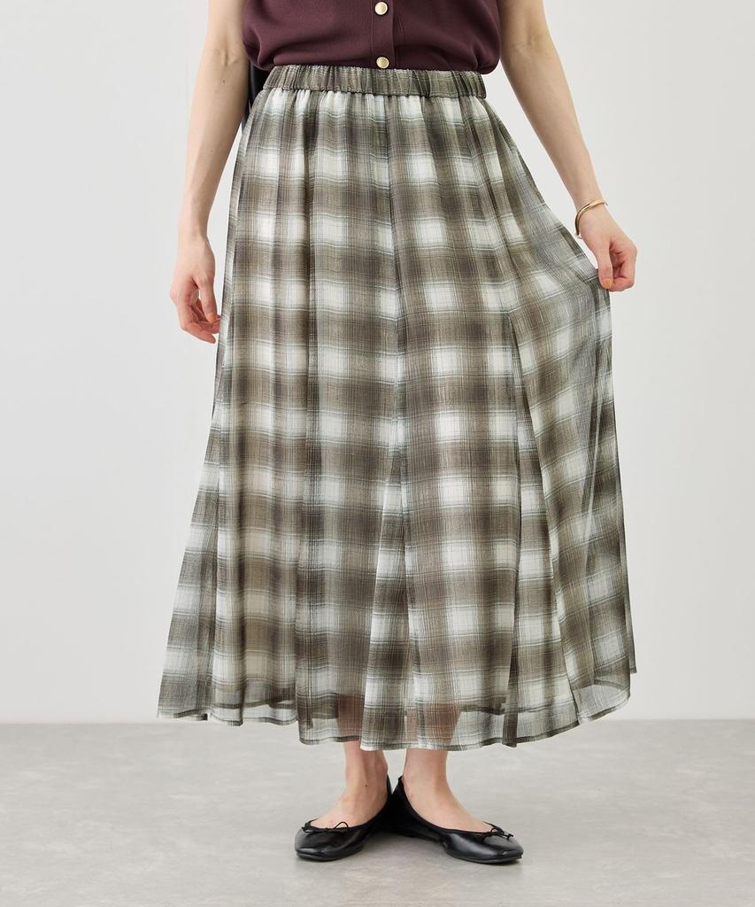 Rope Picnic Sheer Check Skirt for Women GDC16190 Chromine M (01)