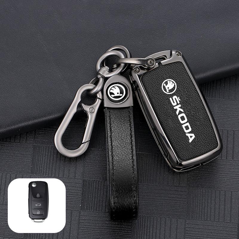 dclaq2 Zinc Alloy Car Key Fob Case Bag For Skoda Octavia A5 A7 Superb Kodiaq Fabia Karoq 2020 2021 Protector Shell Keychain Accessories