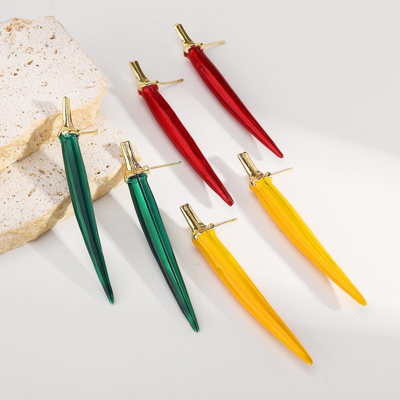 2025 Neue Tropföl Grün Rote Chilischote Anhänger Ohrringe Halskette für Damen Einfacher Gemüse Choker Halsband Design Sinn Schmucksets
