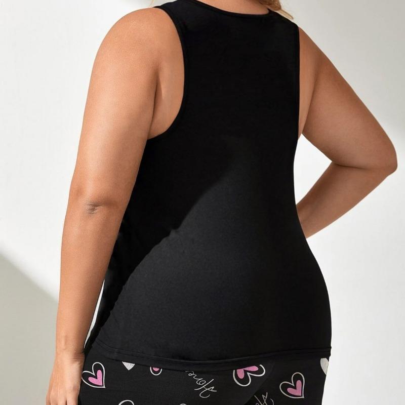 Damen Sommer Pyjamas Übergröße Ärmellose Weste Kurzarm Shorts Lockerer lässiger Homewear-Anzug