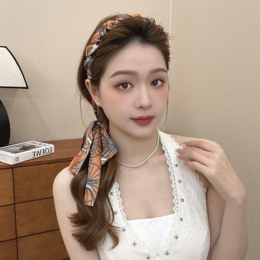 Retro Non Slip Hair Band Adjustable Fabric Ribbon Hair Hoop New Bow Braided Headbands