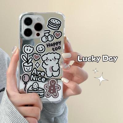 Etui Zhitai dla Huawei Honor 90/80, Apple 14 Pro Max, iPhone 15 i 12 - Design lustrzany i styl kreskówkowy