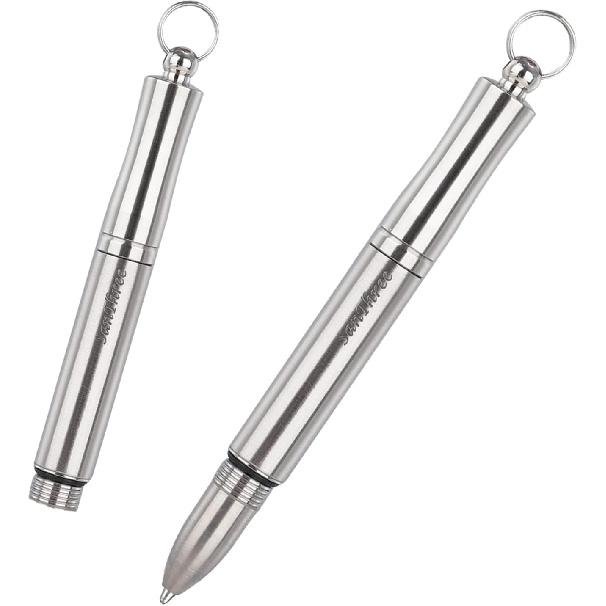 SanThree Portable Mini Pure Titanium Pen, Keychain Pocket Lightweight EDC Titanium Ballpoint Pen Tool for Men Women Graduation Birthday Anniversary