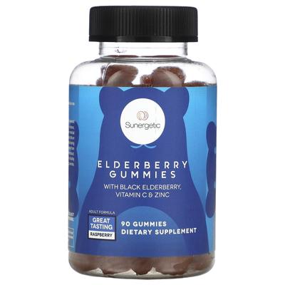 Elderberry Gummies, Black Elderberry, Vitamin C & Zinc, Raspberry Flavor, 90 Gummies
