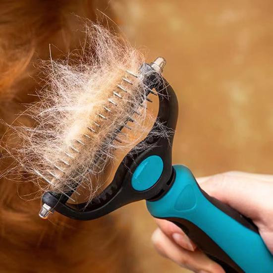 Pet Grooming Rake And Comb, Double-Sided Undercoat Rake Pet Detangling Comb, Dog Dematting Rake, Grooming Tool for Long Short Hair Cats Dogs