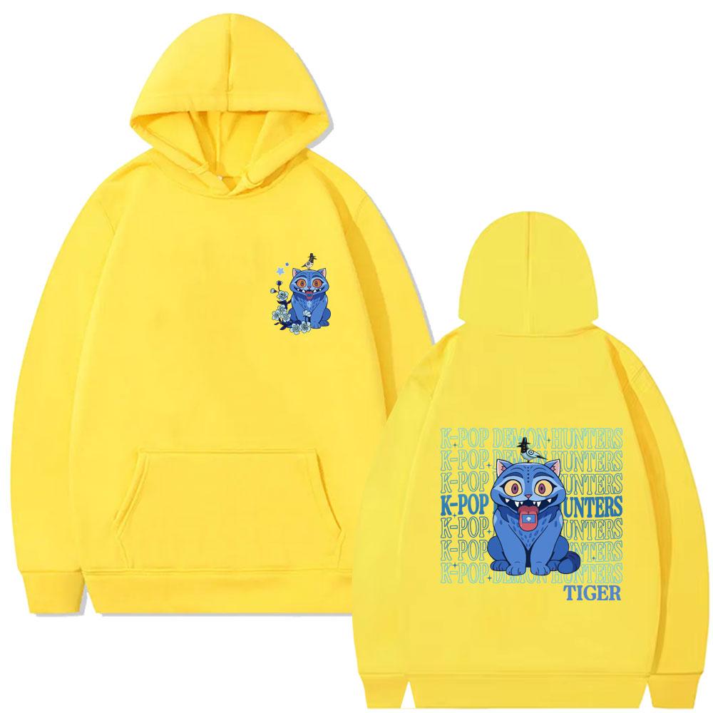 Kpop Demon Hunters Derpy Tiger Graphic Hoodie Men Women Fashion Cartoon Trend Streetwear Man Clothing Oversized Hoodies