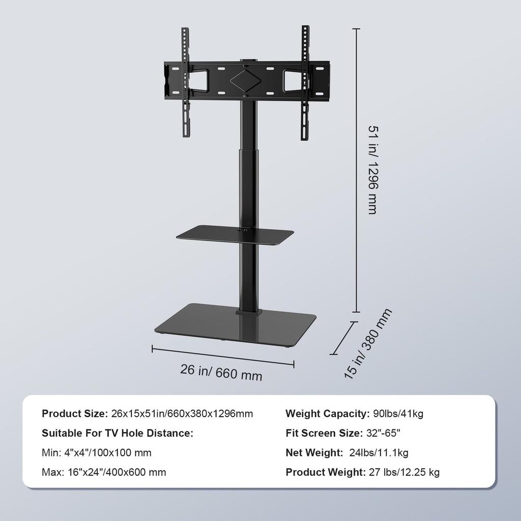 TV Stand Mount Swivel Universal TV Stand for 32-65 In TVs Adjustable Height