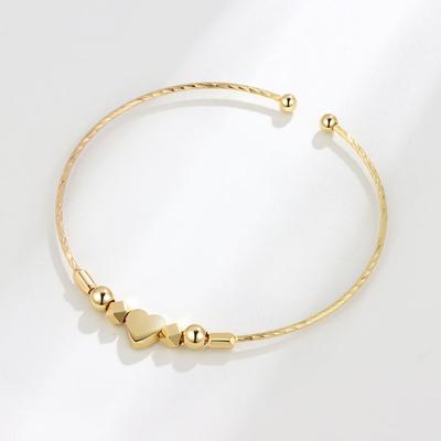 925 Sterling Silver Adjustable Round Bead Heart Charm Bracelet &Bangle for Women Wedding Party Elegant Jewelry Sl455